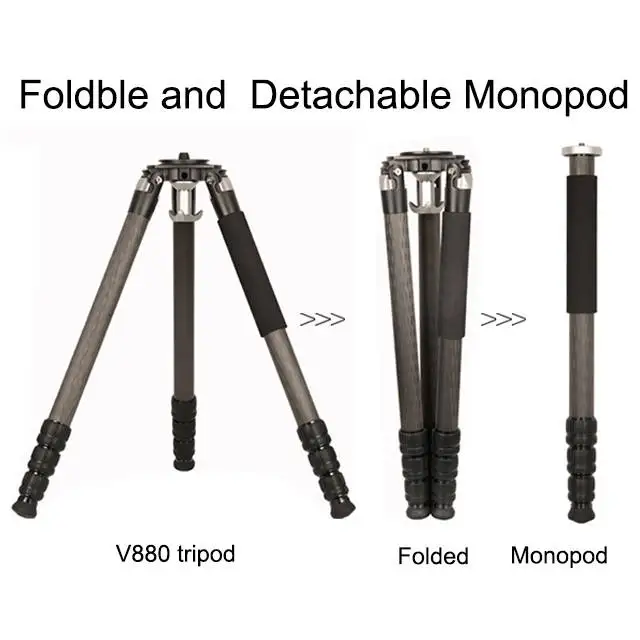 High Quality OBO V880 Carbon Fiber Lightweight Professional DSLR Camera Tripod Stand Waterproof Shockproof 35kg Load Capacity