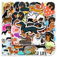 50Pcs Cute Waterproof Dachshund Stickers Funny DIY Animal Graffiti Decals for Waterbottles Laptop Luggage Phone Skateboard