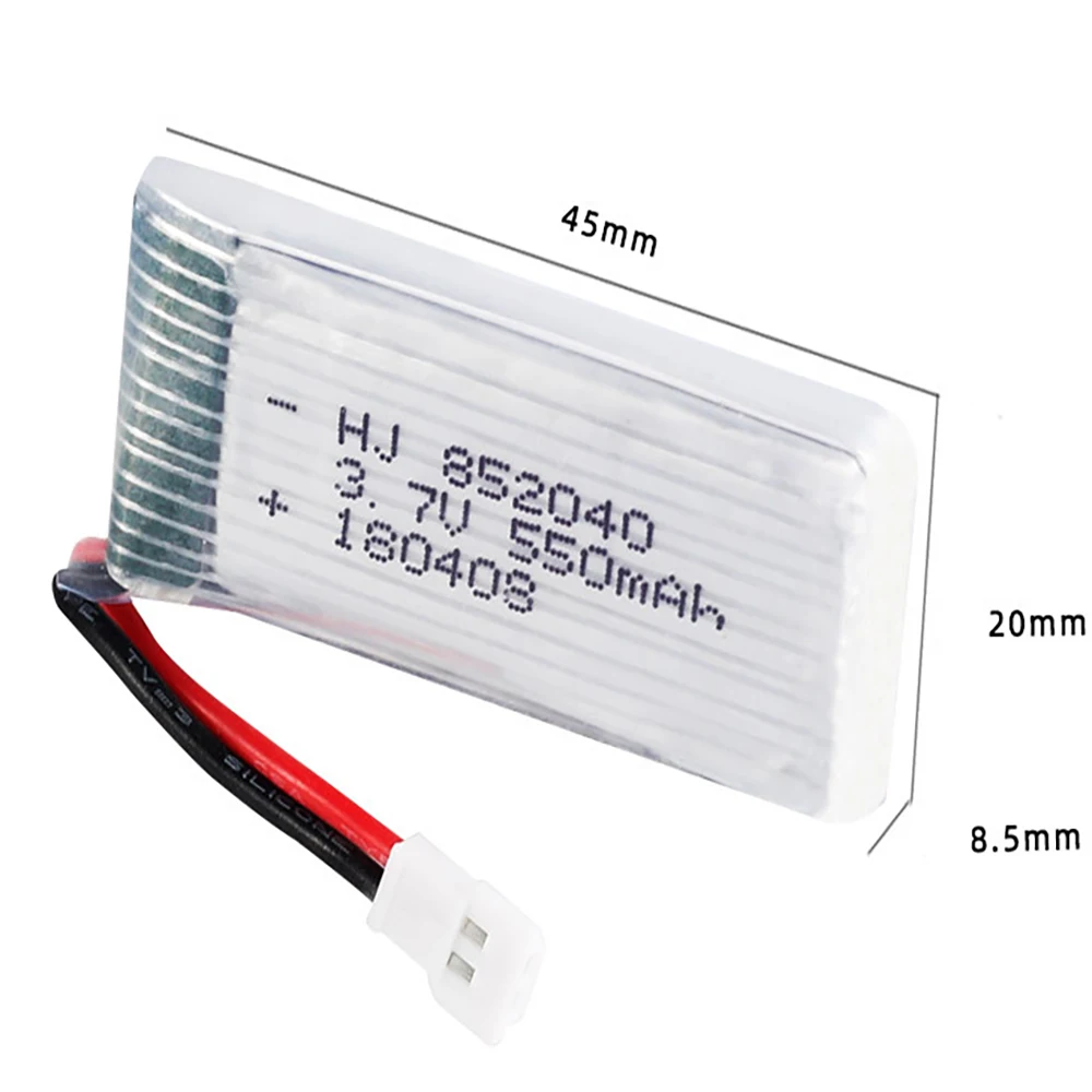 Bateria Lipo 3,7 V 550 mAh 25C852040 Nadaje się do JXD523523W H43WH RC Quadcopter Drone 2-5 sztuk Zestaw akumulatorów z ładowarką