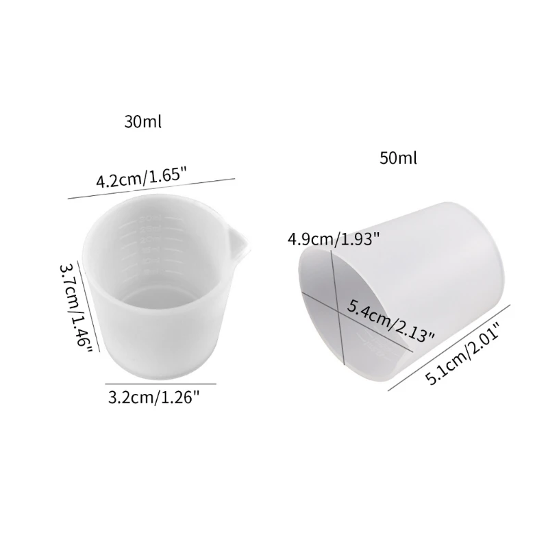 Vasos mezcladores antiadherentes, taza medidora silicona multiusos para arte y joyería DIY resina, 2 uds.