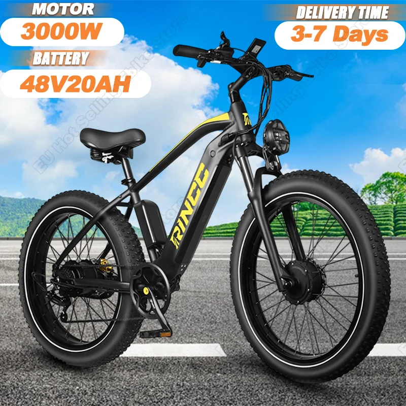 RINCC RN70 Elektrikli Bisiklet: 48V 20Ah Pil ve 3000W Çift Motor ile Zorlu Yolların Zirvesi