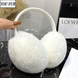 Natural 100% Rex Rabbit Fur Earmuffs Women Fashion Men Warm Russia Winter Real Fur Earmuffs Children Ear Cover For Earlap Girl