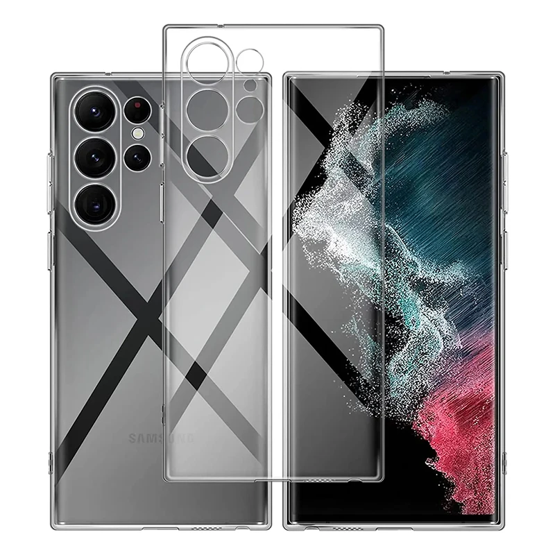 Ultradünne transparente Hülle für Samsung Galaxy S25 S24 S23 S22 S21 S20 Ultra Plus FE Weiches Silikon Klar Galaxy S25 Ultra Cover