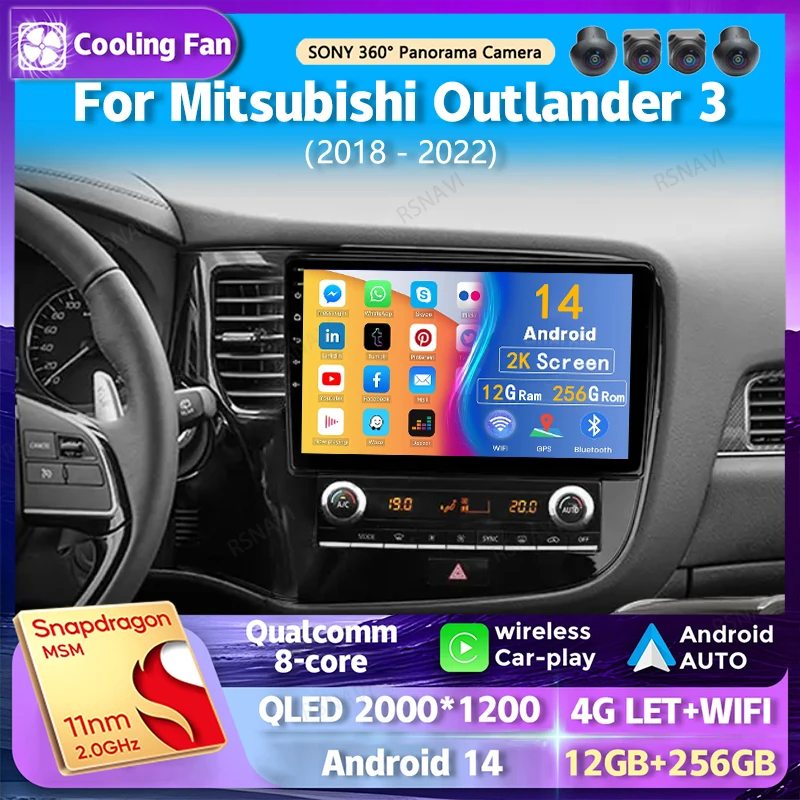 

Автомобильное радио Android 14 для Mitsubishi Outlander 3 III GF0W GG0W 2018-202 навигация мультимедийный плеер стерео Wi-Fi видео Carplay