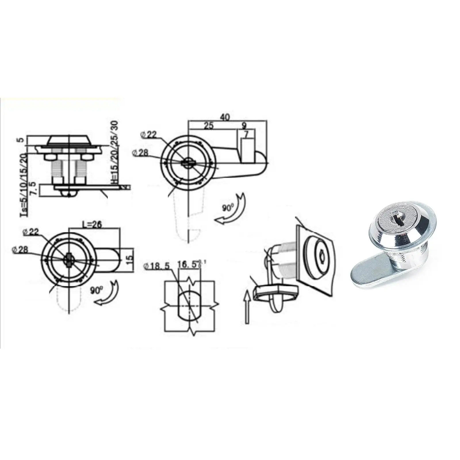 Cabinet cam Lock Cylinder Lock Drawer Lock RV Compartment Lock for Drawers Mailbox