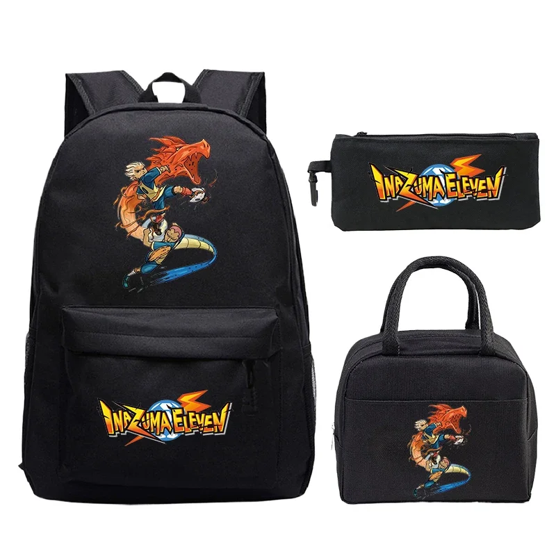 3pcs Inazuma Eleven Go Backpacks Cartoon Anime Schoolbag with Lunch Bag Waterproof Kids Knapsacks Gifts for Student Rucksack