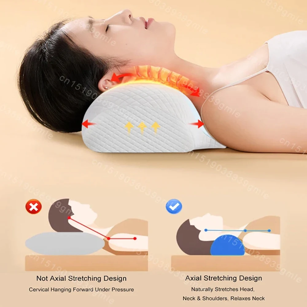 

4 в 1 массажная подушка для шеи с вибрационным подогревом, тяговая подушка для расслабления шеи, подушка для сна, поддержка позвоночника, массажер для плеч, талии и спины