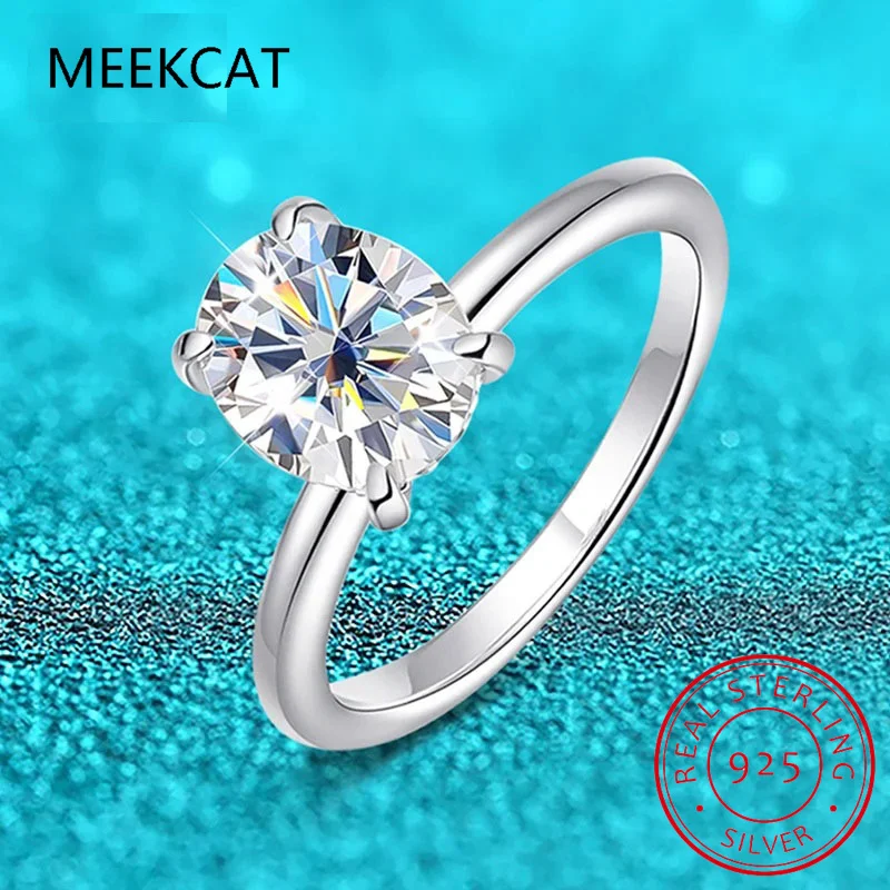 18k Plated 2/3ct Moissanite Diamond Ring for Women Oval Fancy Cut Bridal Sets Solitaire Wedding Promise Band 925 Silver