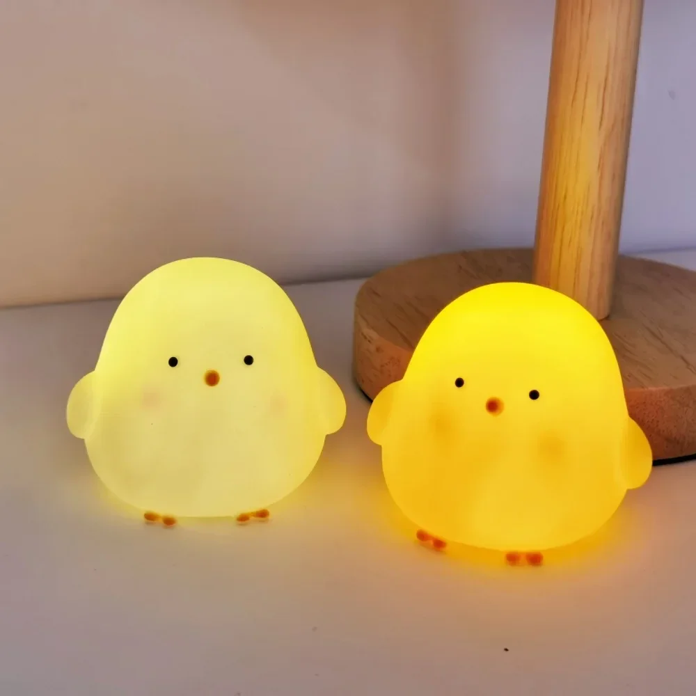 Cute Fat Yellow Chicken LED Small Night Light Soft Warm Light Children\'s Bedroom Bedside Lamp Boy Girl Desktop Decoration Gift