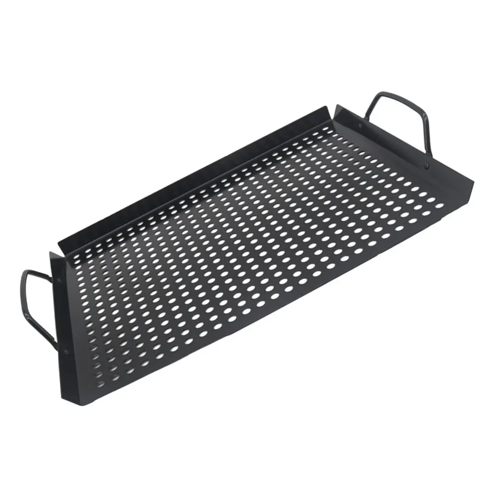 

Rectangular Drain Baking Tray Nonstick Grill Pan Lightweight Portable Rectangle Black Iron Outdoor BBQ Camping Grilling Pans