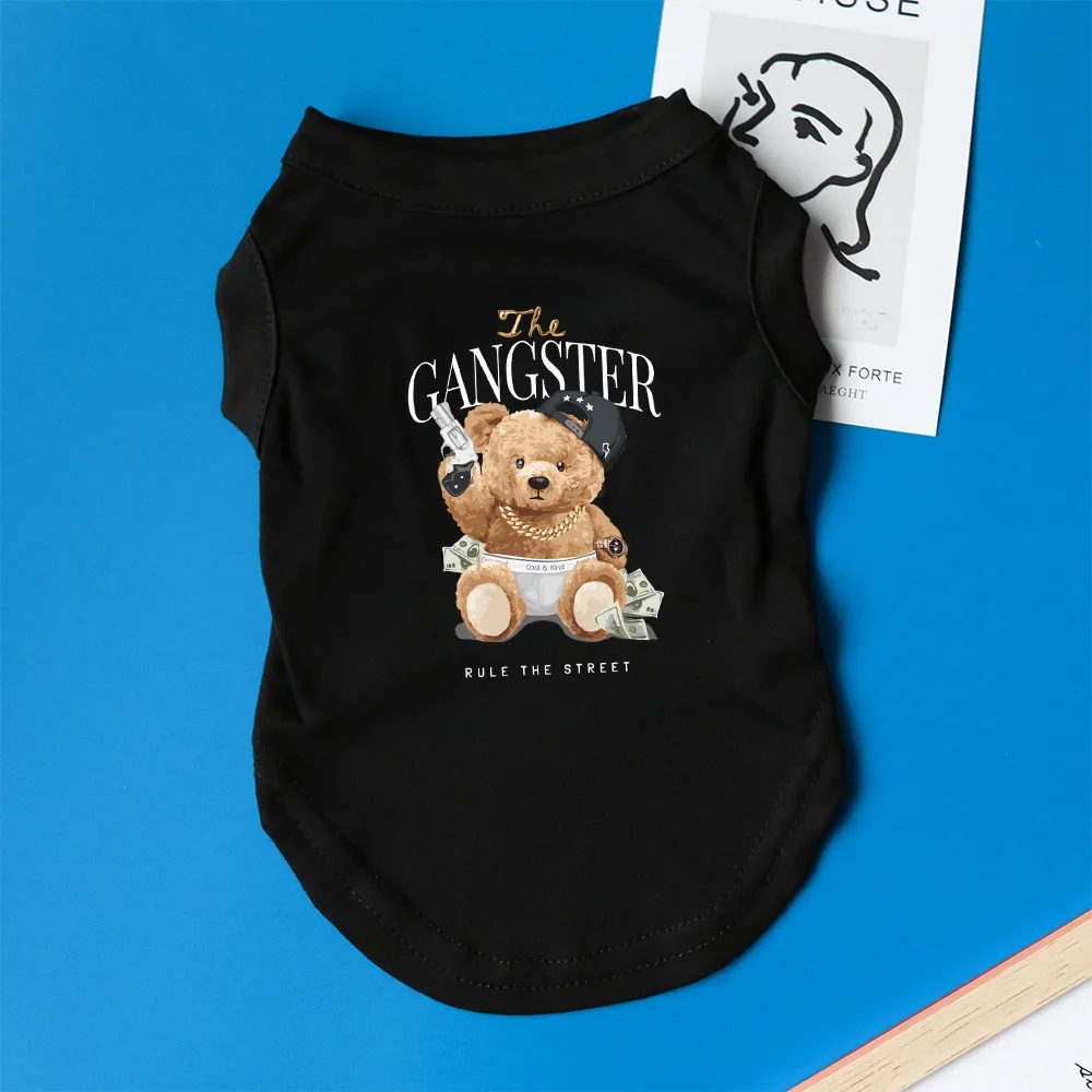 Gangster Funny Dog Summer T-shirt Puppy Singlet Clothes Cotton Small Medium Pet Popular Casual Yorkie Chihuahua Frenchie TShirt