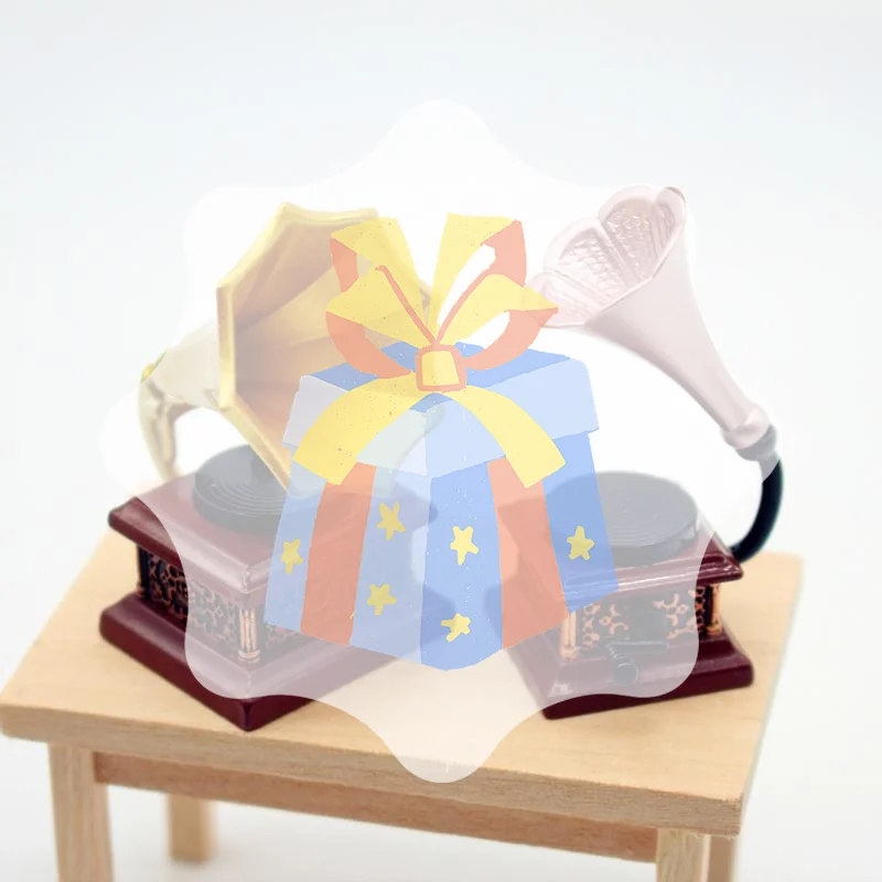 دمية خمر الفونوغراف المنمنمات نموذج غرفة المعيشة اكسسوارات من بيت الدمية ديكور الاطفال التظاهر اللعب اللعب الحلي الهدايا #1