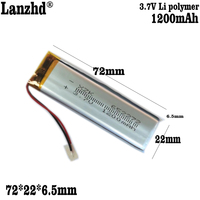 1-12PCS 3.7V Li polymer 1200mAh 652272 Soft package battery For 3D glasses battery GPS Navigator batteries