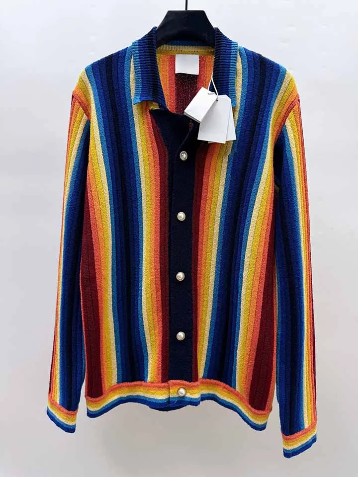 

2025FW Top Quality Casinoblank Rainbow Color Sweater Cardigan Oversized Men Wools Sweater