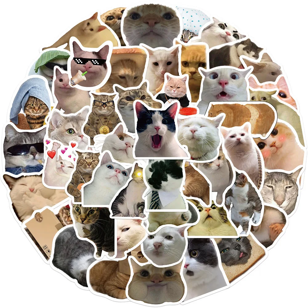 10/30/50pcs Funny Cat Stickers Kawaii Cute Cartoon Decals DIY Skateboard Notebook Luggage Phone Fridge Bike PVC Car Sticker