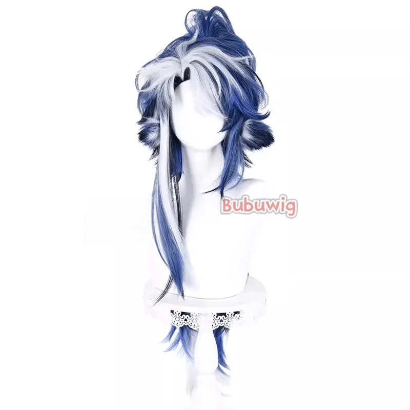 Bubuwig Synthetic Hair Astgenne the Lightchaser Cosplay Wigs Arknights 85cm Long Blue Mixed White Ponytail Wig Heat Resistant