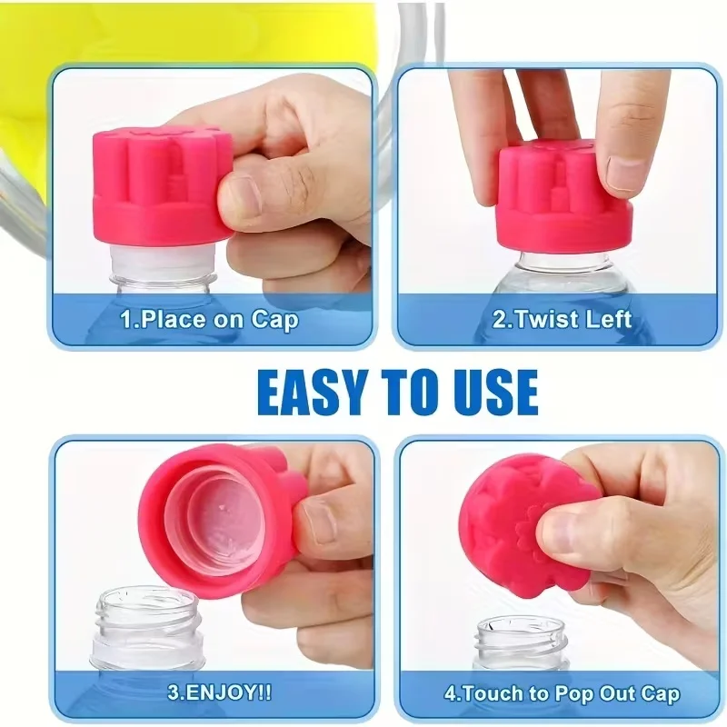 فتاحة زجاجات من السيليكون على شكل زهرة - مساعدة سهلة الإمساك لكبار السن والتهاب المفاصل والأيدي الضعيفة. محمول للمنزل والسفر.