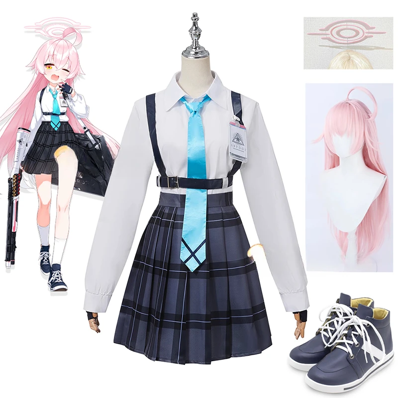 

Blue Archive Takanashi Hoshino Game Cosplay Costume Women JK School Uniforms Sailor Suit Wig Shoes Headwear Halo Halloween Party