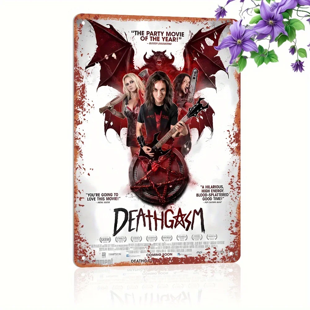 قم برفع ديكور منزلك أو البار أو الرجل الكهف أو المرآب باستخدام لافتة معدنية عتيقة مكونة من قطعة واحدة تتميز بملصق فيلم Deathgasm