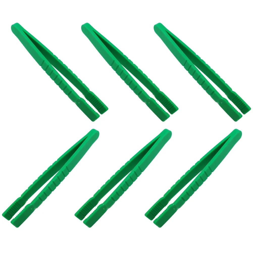 

6Pcs Flat Head Tweezers Plastic Kids Durable Collecting Forceps for Crafts Sorting Fine Motor Skills Training Collecting Forceps