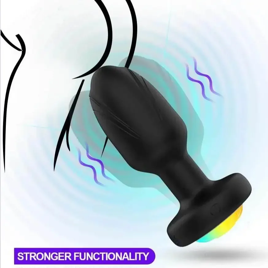 Vibromasseur de prise anale à rotation à 360 ° pour femme, télécommande sans fil, plug anal LED, mastellar, masseur de prostate masculin, jouets sexuels pour couple adulte