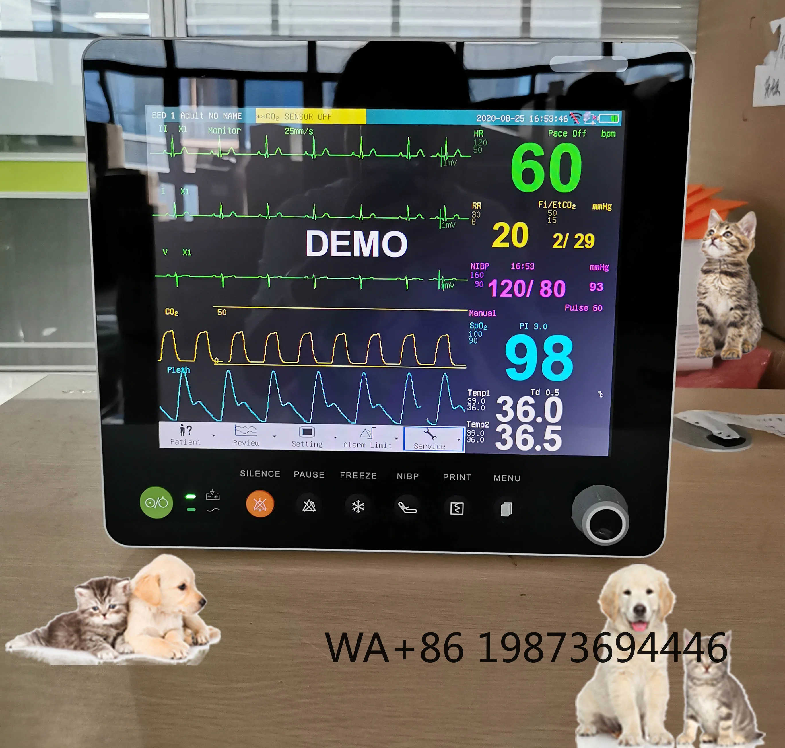 12.1‑Inch Veterinary Multiparameter Patient multi‑parameter monitoring device for animal clinical