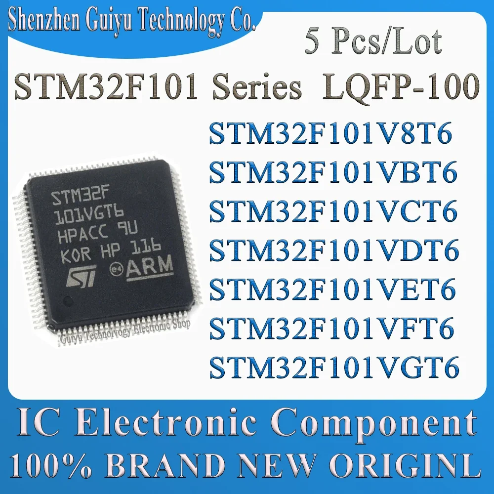 5 Pcs/Lot STM32F101V8T6 STM32F101VBT6 STM32F101VCT6 STM32F101VDT6 STM32F101VET6 STM32F101VFT6 STM32F101VGT6 LQFP-100 IC MCU Chip