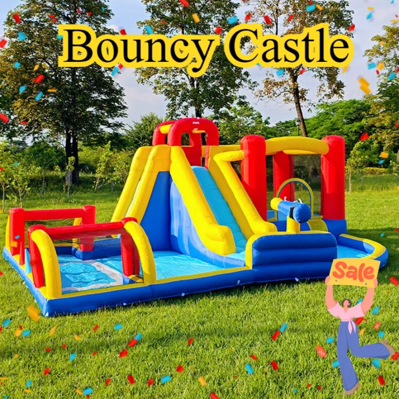 

Children's Inflatable Toys Bounce Castle Indoor Outdoor Water Spray Football Bounce Bed Holiday Inflatable Slide Toys for Kids