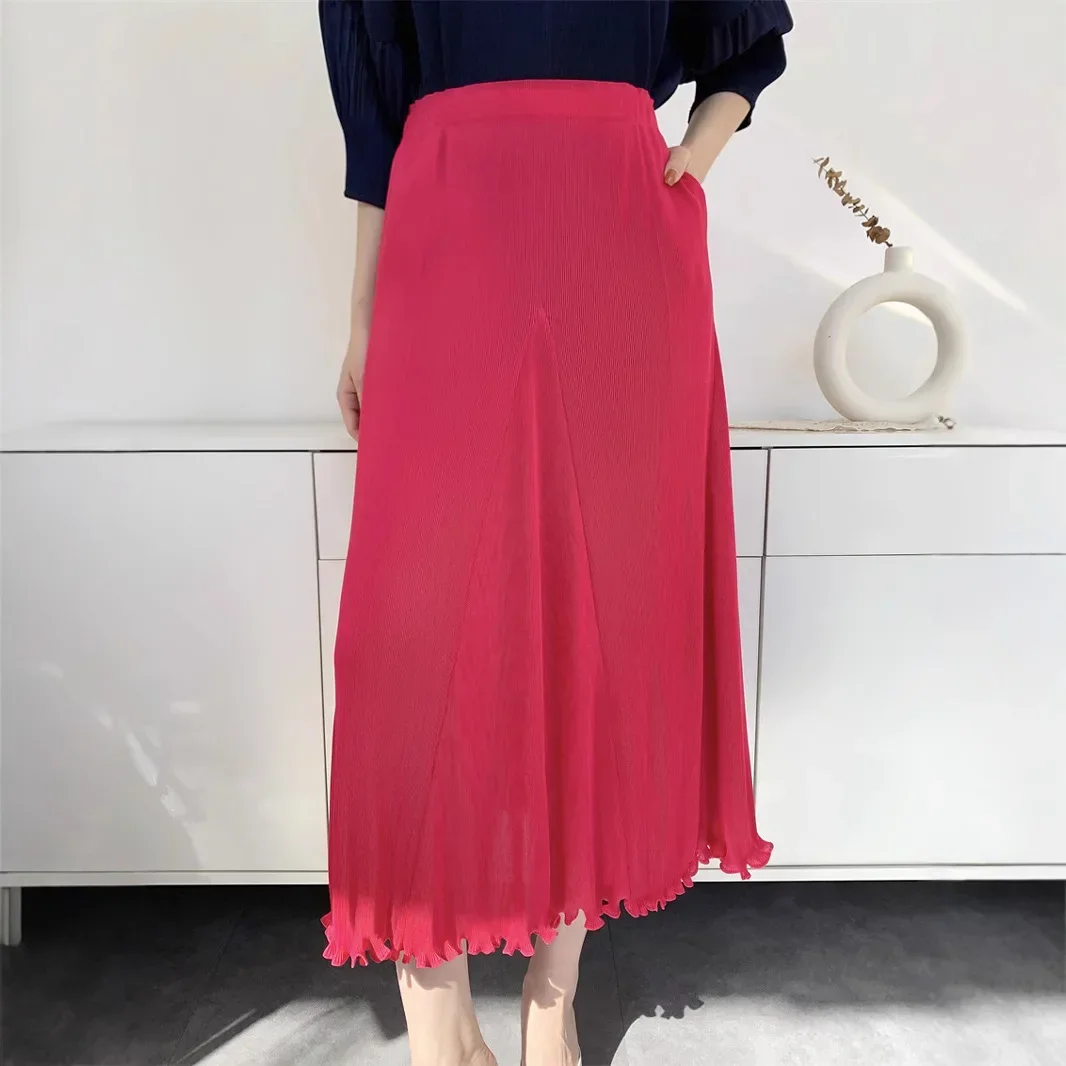 ISCH Miyake Skirt 2025 Spring Summer Fishtail Shape Pleated Skirt Women Temperament Casual Niche Design Sense Women's Clothing