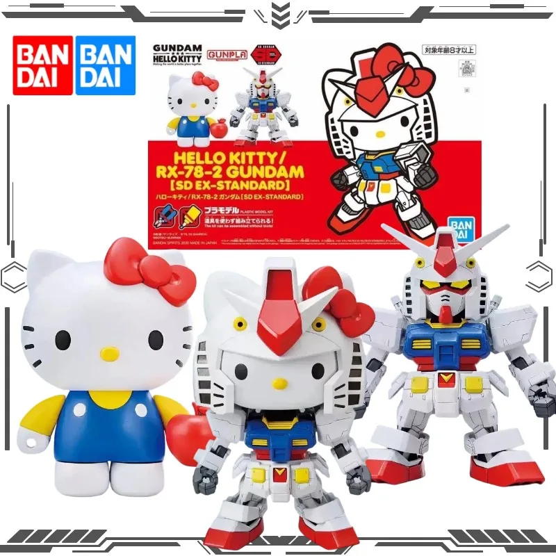 Figura de Acción de Anime Bandai Original Sdcs Edición Estándar Hello Kitty/Char's Zaku II RX-78-2 Gundam, Modelo de Juguete para Armar