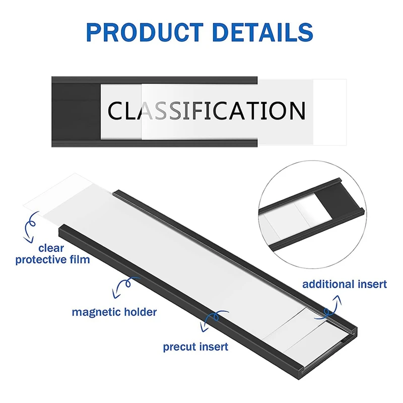 Magnetic Label Holder 4X1.57Inch 60 Packs C Channel White Paper Cards Protective Film Strong Magnet Mess Free Removable