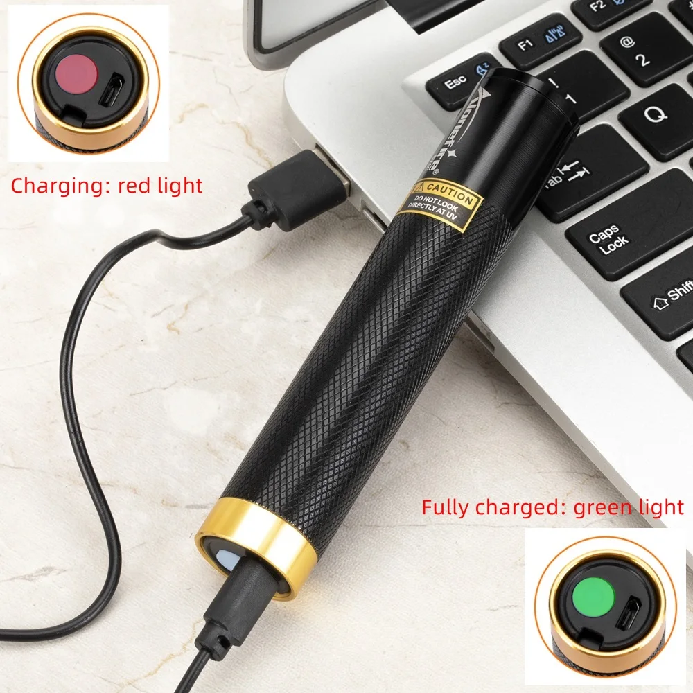 365nm Led Black light UV Flashlight Usb Rechargeable Invisible ink Pets Stain Leakage Marker Ore Money Scorpion Detection lamp