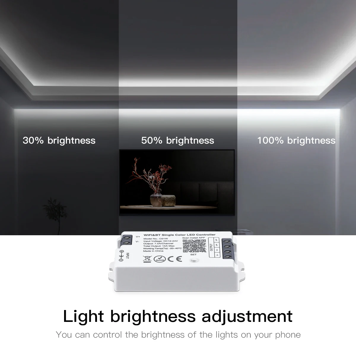 DC12V-24V Controller per RGB Tape Bluetooth Control Dimmer Switch WiFi CCT RGBW LED Strip Light Controller per Tuya Alexa Google