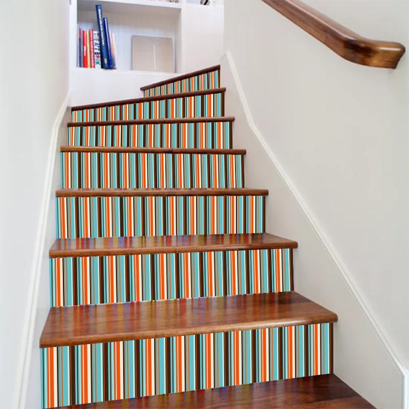 Removable Waistline Sticker T1017 Vertical Stripe Self-Adhesive 3D Staircase Decorative Waterproof Home Decor Sticker
