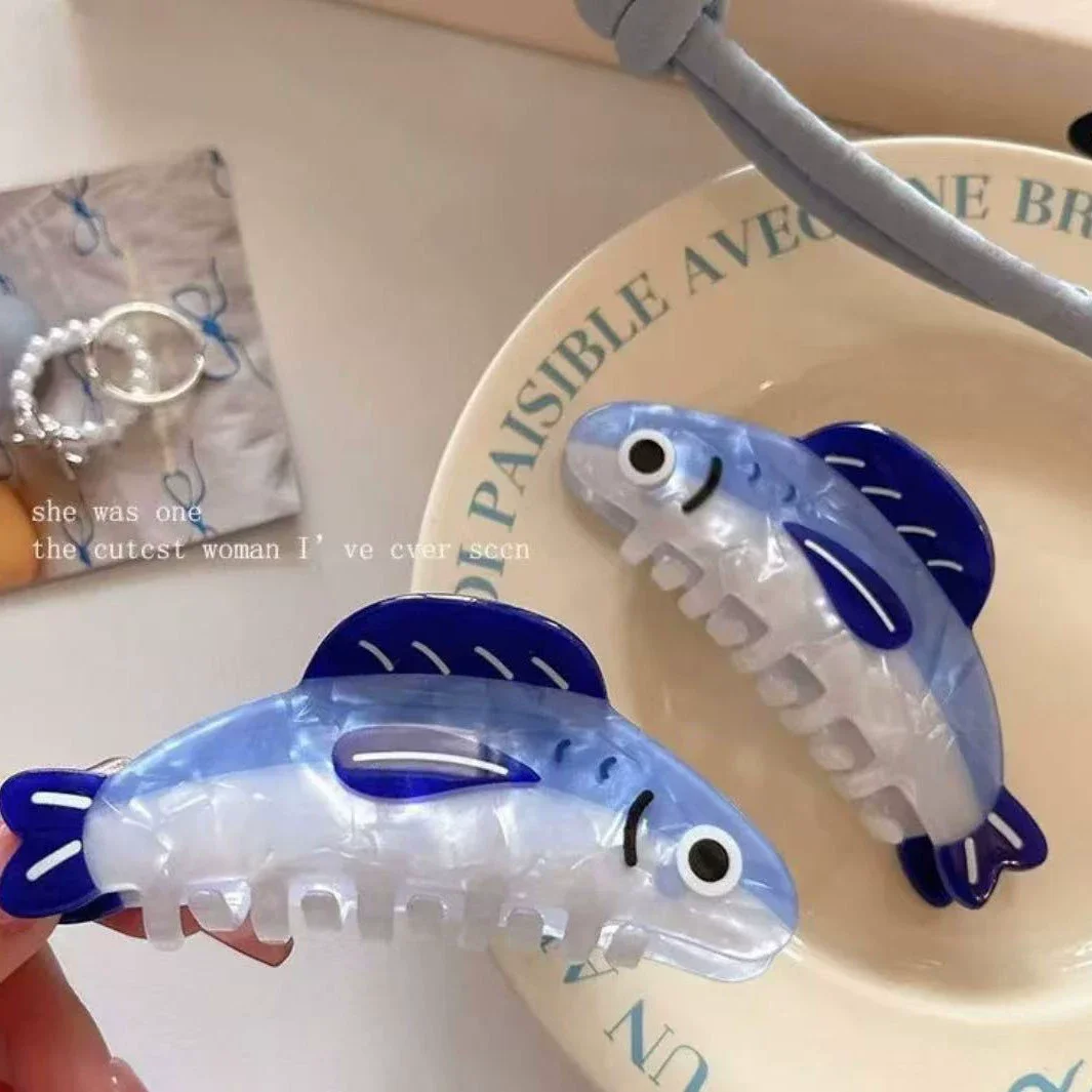 

YHJ Blue Sardine Hair Claw Simulation Fish Series Ocean Claw Clip Beach INS Hot Crab Hair Clips Hair Accessories for Women
