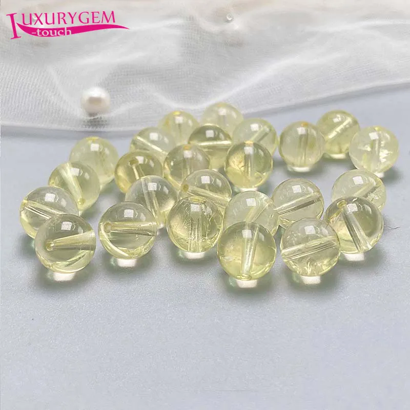 6-12mm Natural Lemon Color Crystal Stone Smooth Round Shape 2Pcs Loose Beads DIY Jewelry Accessories h19