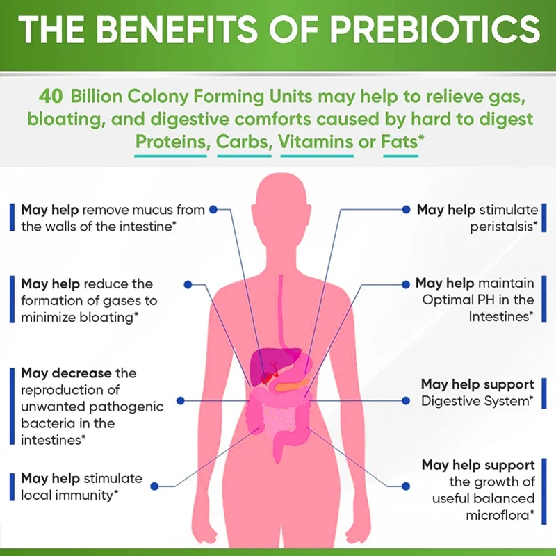 Mendukung keseimbangan alami dan penyerapan nutrisi tinggi untuk membantu meringankan ketidaknyamanan usus, Gas, kembung, dan headset