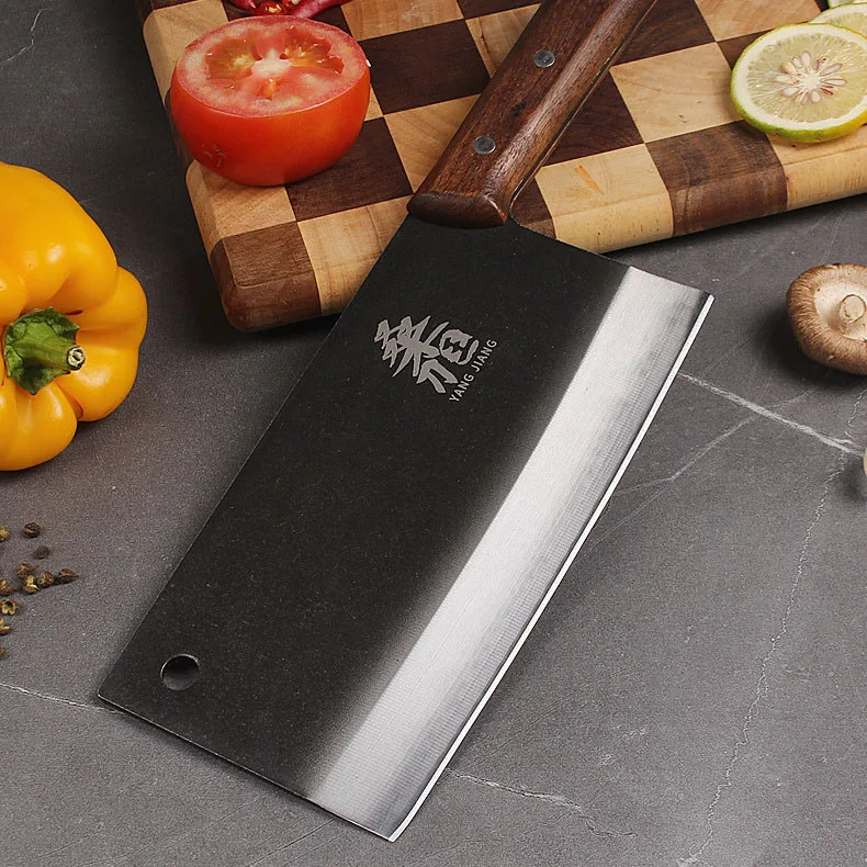 SHUOJI High Carbon Steel Kitchen Knives Chinese Kitchen Cooking Knife Non Stick Blade Slicer Knife Chef\'s Cleaver Wood Handle