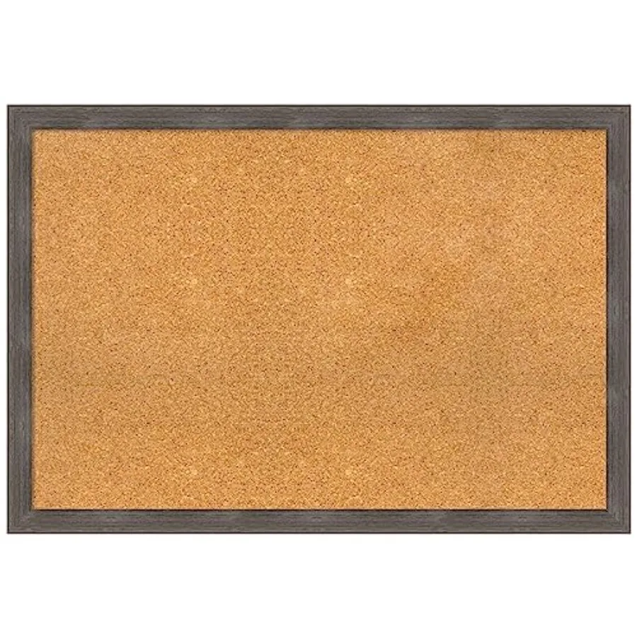 

Натуральная пробковая доска для стен 27x39, доска для заметок с серой деревянной рамой, большая пробковая доска для офиса и дома, современный декор для организации пространства.