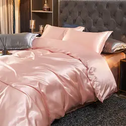 3/4pcs Luxo Rayon Satin Bedding Set Duvet Cover Set Único Duplo King Size Kit de cama 2pcs/3pcs/4pcs Bed Cover Set Roupa de cama