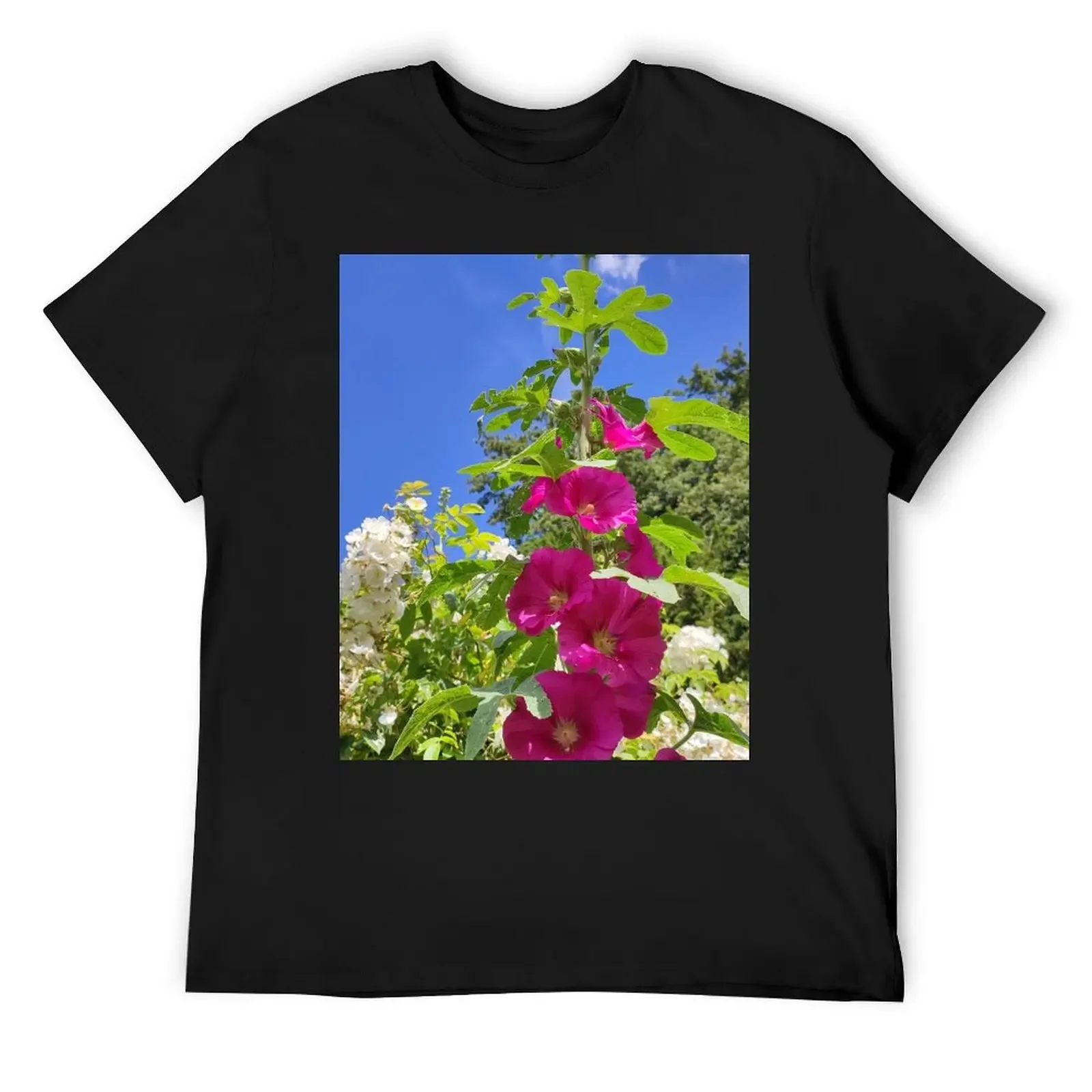 Hollyhocks, ex France now resettled in the UK T-Shirt korean fashion graphic shirts men graphic t shirts