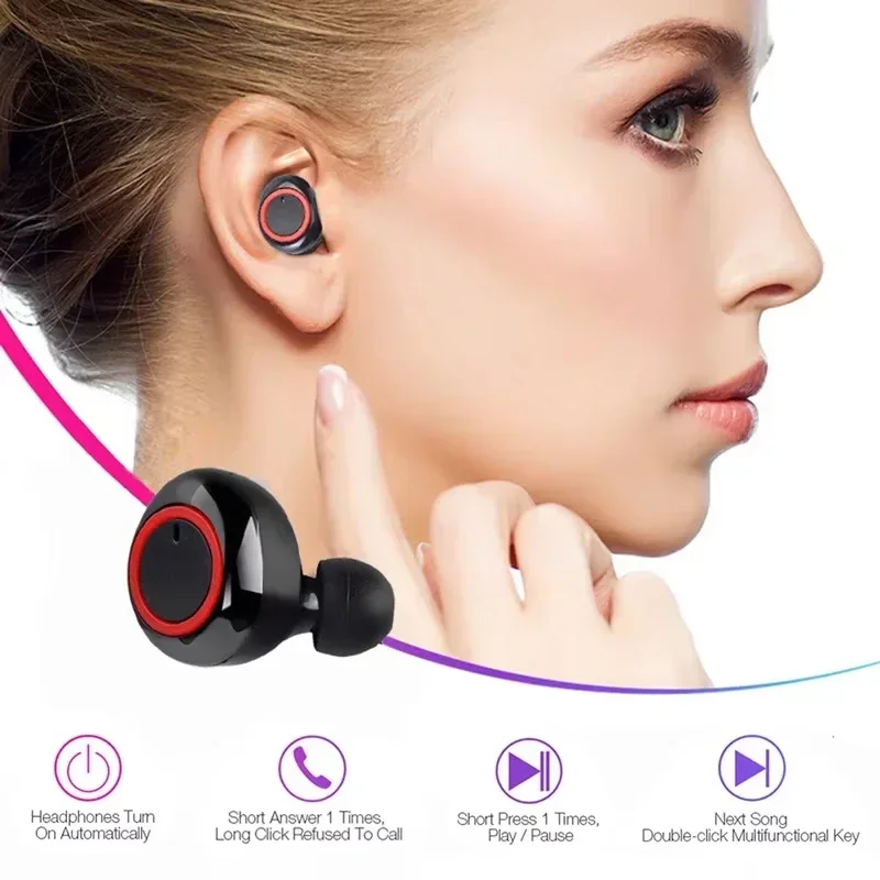 

Y50 Bluetooth Headset Mini Portable Wireless Bluetooth V5.0 Headset Touch Model High Sound Quality Noise Reduction Headset