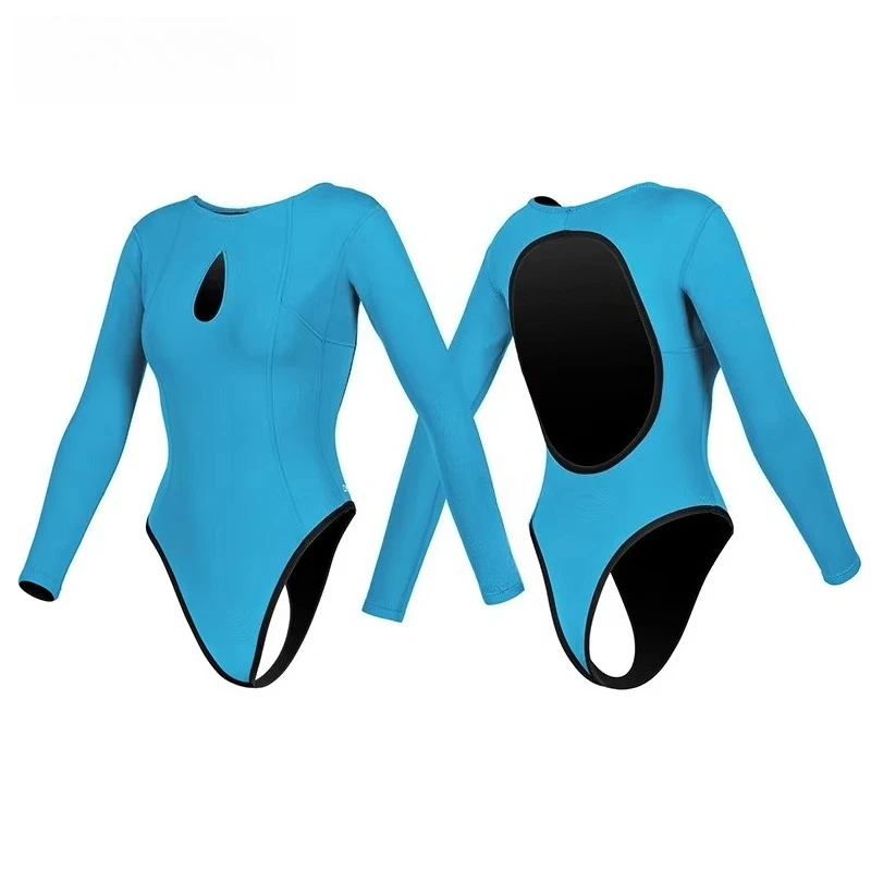 2mm Long Sleeve Front Glide Color Combination Women Freediving Wetsuit