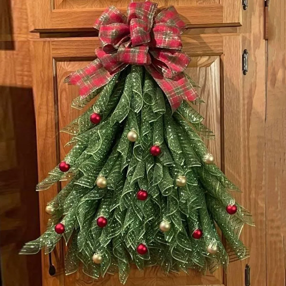 Feito à mão farpa de natal grinalda de natal grande árvore de natal flor grinalda guirlanda luminosa decoração da porta da frente