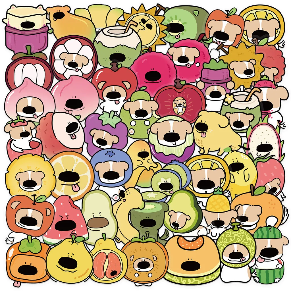 50PCS Cartoon Nette Obst Hunde Graffiti Aufkleber für Fahrrad Hand Konto Federmäppchen Aufkleber (Anime Worlds Store)