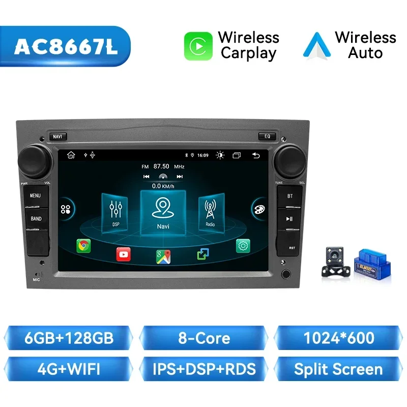 XONRICH 8G + 128G Draadloze Carplay Android 14 Auto Autoradio Voor Opel Astra H G J Antara Vectra C B Vivaro Corsa C D Zafira B Stere