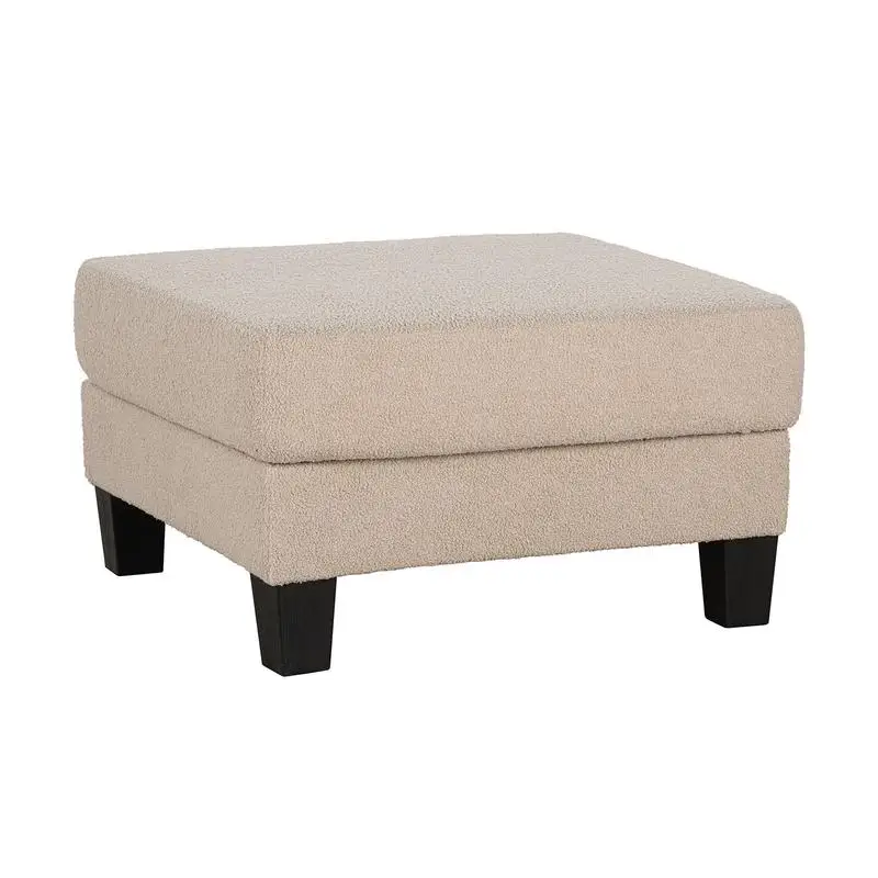 

Contemporary Beige Square Storage Ottoman with Wooden Legs for Living Room