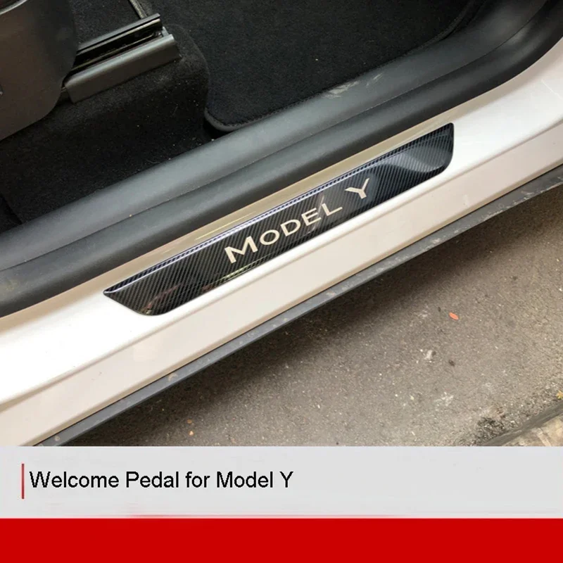 Welcome Pedal for Tesla Model Y Front Rear Door Frame Threshold Protective Cover Strip Sticker Stainless Steel Accessories 17-23