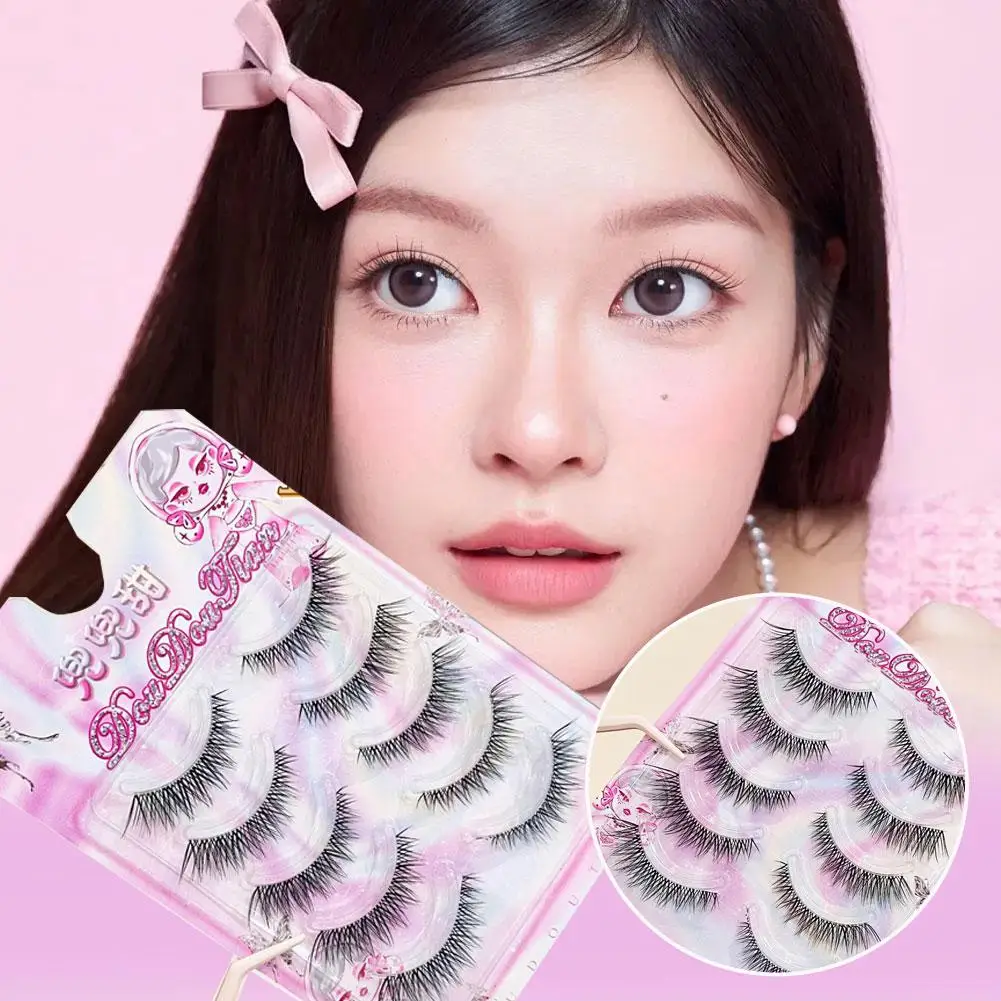 5Pairs 3D Nerz Wimpern Natürliche Falsche Wimpern Flauschigen Streifen Wimpern 3D Gefälschte Wimpern Natürliche Selbstklebende Falsche Wimpern Make-Up-Tools