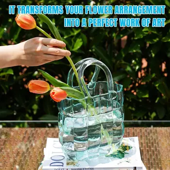 手提包花瓶多功能玻璃袋花盆水生植物魚缸花園家居水景擺飾婚禮裝飾 8 best sales 手提包花瓶 - №8